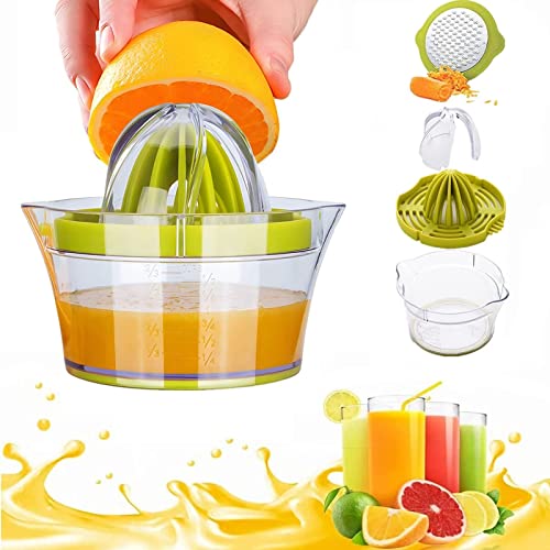 4 In 1 Multi-Function Manual Juicer, Handheld Fruit Squeezer For Citrus Lemon Orange Grapefruit Juicer,Kitchen Aid Juicer With Egg Separator,2 Anti-Slip Reamers, Strainer, Grater And Measuring Cup #TOP18