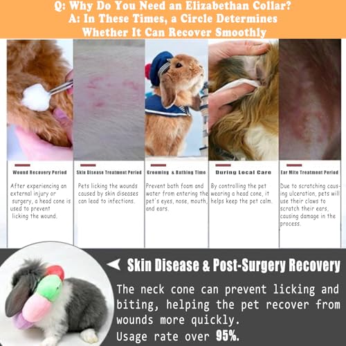 image for suweisua Adjustable Rabbit Cone, E-Collar for Kittens Puppies After Su