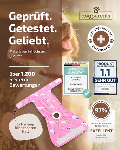 Hundewindeln für Hündinnen, Rüden & Katzen [3 Windeln für Hunde 4-lagiger Kern] Waschbare Läufigkeitshose für Hündinnen [Hundehöschen Läufigkeit & Inkontinenz] (Rosa | Pink | Beige, S, 3, stück)