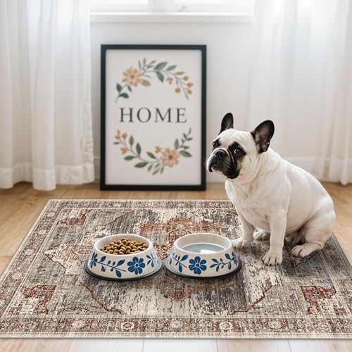 RUUGME Washable 2x3 Area Rugs - Large Boho Rugs for Living Room Stain Resistant Carpet Vintage Tribal Rugs for Bedroom Kitchen Bathroom with Non Slip Backing Home Decor Floor Decoration Mat 2x3 Brick