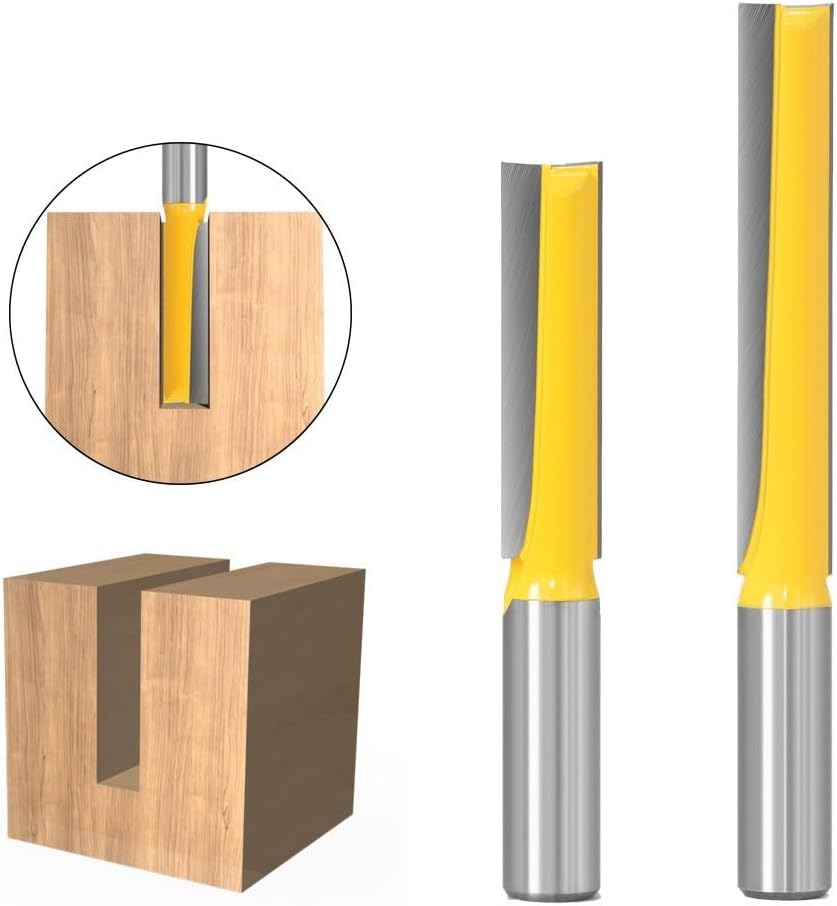 12mm Bottom Cleaning Router Bit /2 Inch Shank Flush Trim Cutter Solid Carbide Tipped Milling Bit Anti Kickback Router Bit For Wood Drawer Making Tool(2Pcs 12mm Shank)