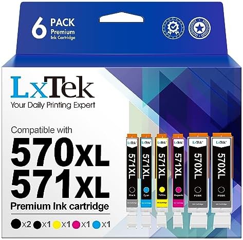 LxTek 570 571 Kompatibel für Canon TS5050 Druckerpatronen für Canon 571 für Canon 570/571 Patronen 570 571 570XL 571XL CLI 571 PGI 570 für TS5055 MG5750 TS5000 TS5053 MG5751 TS6050