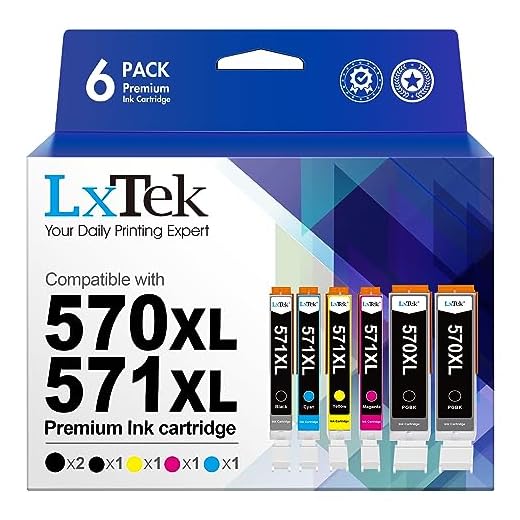 6 LxTek PGI-570XL CLI-571XL Kompatibla bläckpatroner för Canon PGI-570 CLI-571 570XL 571XL för Canon PIXMA TS5050 MG5750 TS5051 MG6851 MG6850 MG5700 MG5751 MG5753 MG6852 TS6050 TS5053
