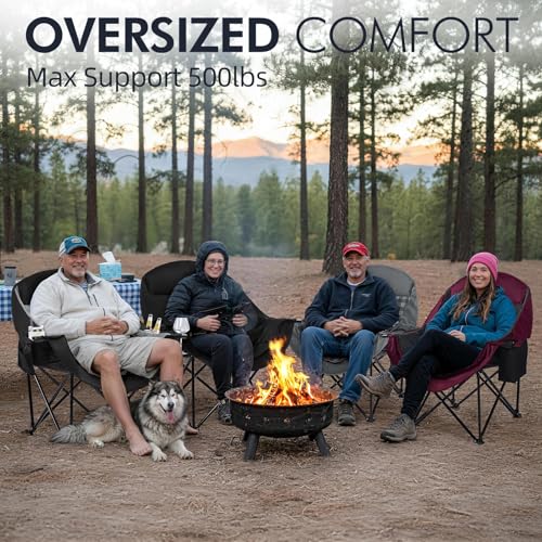 Image of Oversized Camping Chair for Adults 2 Pack - Heavy Duty Outdoor Padded Chair