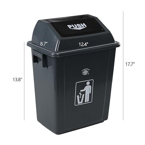 Miniatura 9 de Readsky Bote de basura de plástico para cocina de 13 galones con tapa giratoria, gris, 4 paquetes