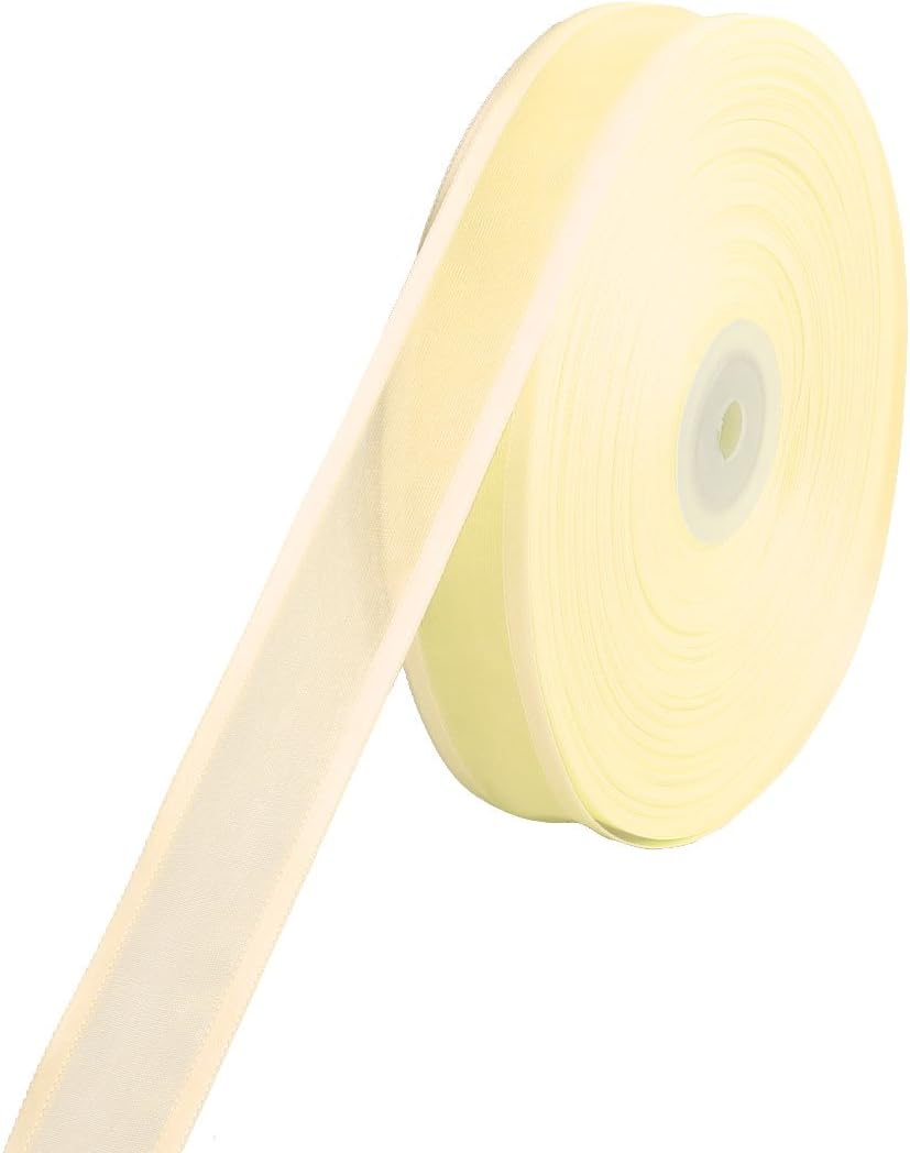 Ruilogod Polyester Crafting Sewing Bag Cake Box Bowknot Roll 50 Yards Light Yellow (id: 032 8e4 4a3 1a9 a52