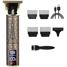 Wireless Hair Clipper with Metal Retro Design, LED Display 3 Speeds, Rechargeable 1200mAh 120 Mins Run Time, 3 Limit Combs 1/2/3mm