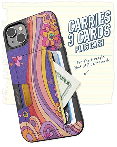 Image of Smartish iPhone 14 Plus Wallet Case - Wallet Slayer Vol. 2 [Slim + Protective] Credit Card Holder w /Kickstand - Drop Tested Hidden Card Slot Compatible w /Apple iPhone 14 Plus - Groovy, Baby