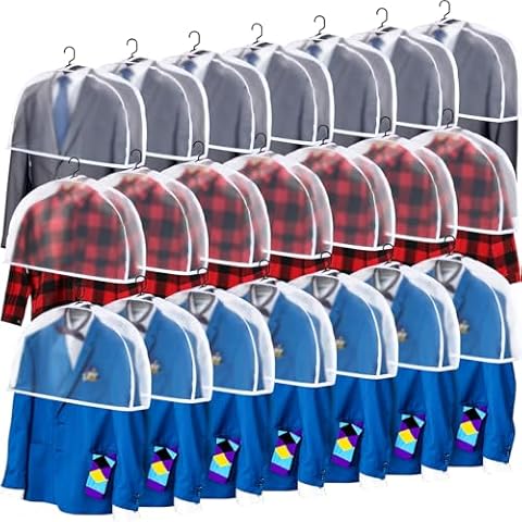 Chumia 50 Pieces Shoulder Cover for Clothes Closet Bulk, Plastic Hanger Covers for Hanging Clothes Shoulder Garment Dust Cover Protectors for Men Women Suit Coats Jackets Dress, 24'' x 12" x 2'' Cover