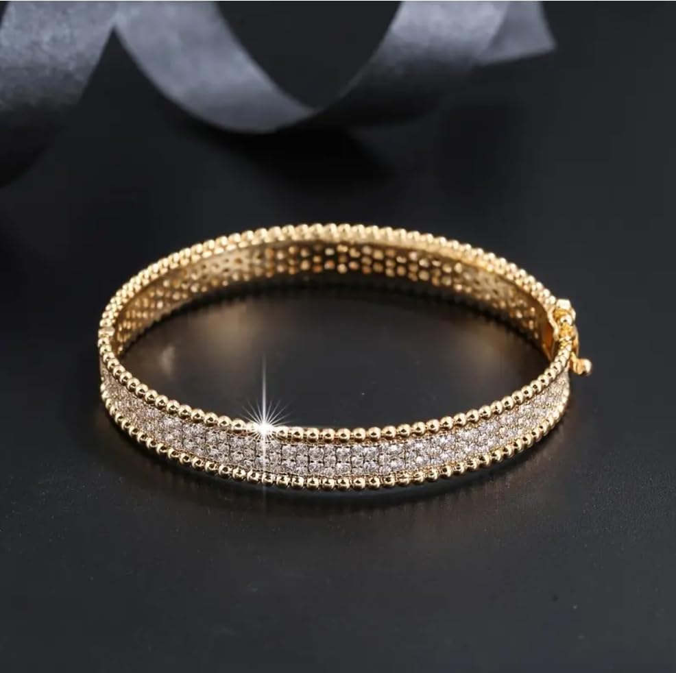 14K Bangle Bracelet with Sparkling Cubic Zirconia – Elegant Single Bangle for Women - Image 2