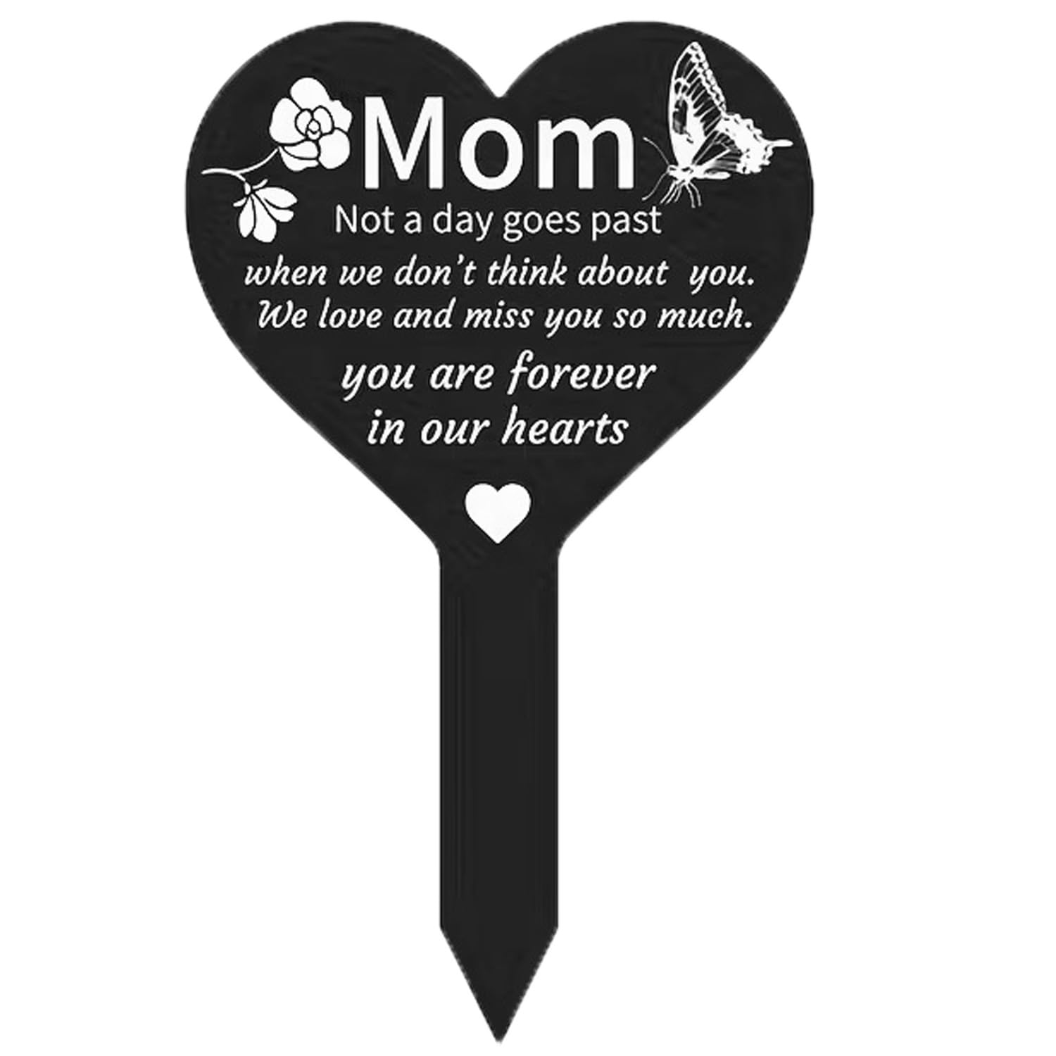 Mom memorial gifts for grave，Heart Shaped，Memorial Remembrance Plaque Stake