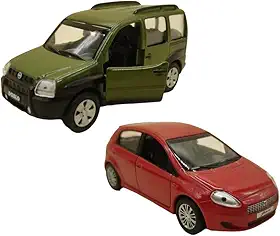 2 Miniaturas Metal Carros Do Brasil Fiat Punto + Doblo 11 Cm Carrinhos de Ferro a Fricção