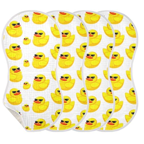 Duck Sunglasses Yellow Baby Burp Cloths Cotton Washcloths Soft Absorbent Burping Rags for Baby Girl Boys Muslin Burp Cloths 1 Pack3