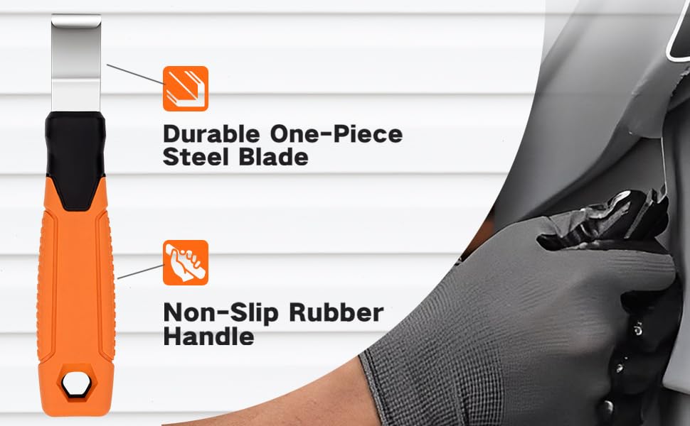 Image of Vinyl Siding Removal Tool with Extra Long Handle- Steel Blade Non-Slip Grip Handle for Installation and Removal Tool Avoid Damaging Vinyl Siding Tool (2)