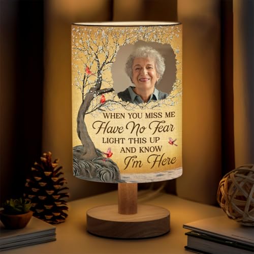 Custom Photo Memorial Lamp, When You Miss Me Have No Fear Wooden ...