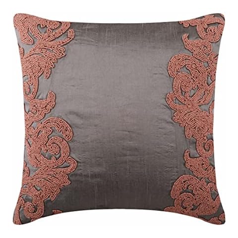 The HomeCentric Plata Fundas para Cojines 65 x 65 cm, Seda de Arte Fundas para Cojines, Plata Fundas para Cojines - Peach Waters Cover