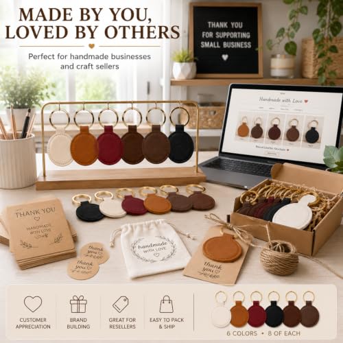 Image of Leather Keychain Blanks DIY Crafts | PU Leather Key Fob Kit with Metal Rings, Laser Engraving Blanks Keychain Bulk, Customized Keychains Backpack Birthday Gift