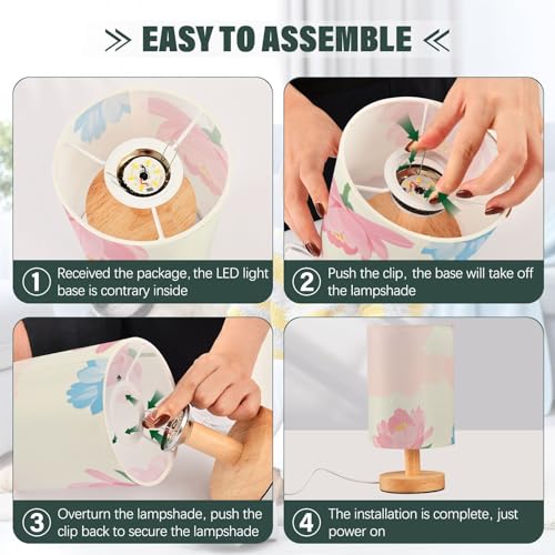 Lámpara de mesa pequeña flores azul y rosa miniatura 4