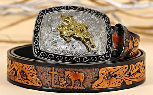Image of WMG Western Belt Buckle For Men and Women - Cowboy Rodeo Belt Buckles - Fits Up to 2 Inch Belts