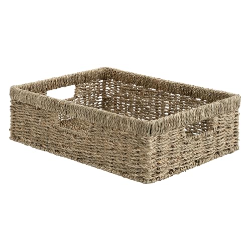 Image of StorageWorks Pantry Baskets, Wicker Storage Baskets, Shallow Basket, 1-Pack