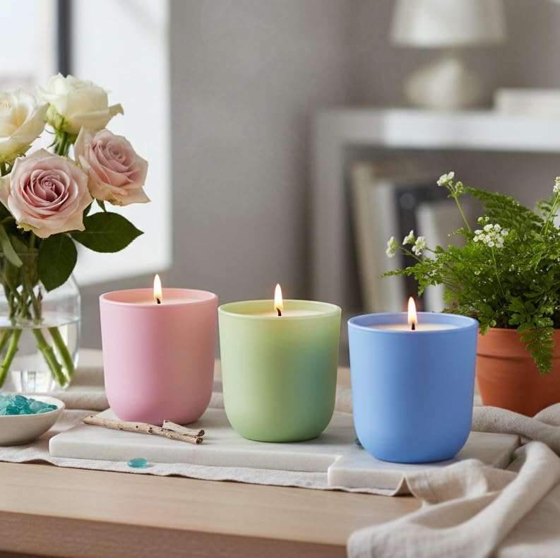Image of AuraDecor Luxury Scented Candles, Rose Amour, Emerald Dawn, Celeste Tide, 35-40 Hours Burn Time, Luxury Soy Blend, Aromatherapy Home Fragrance Collection (All 3)