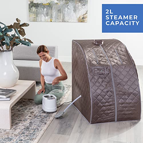 SereneLife Portable Steam Sauna - Single Person Detox Spa (Gray) - Includes Foldable Chair for Comfort, Foot Pad Heating Mat - Image 4