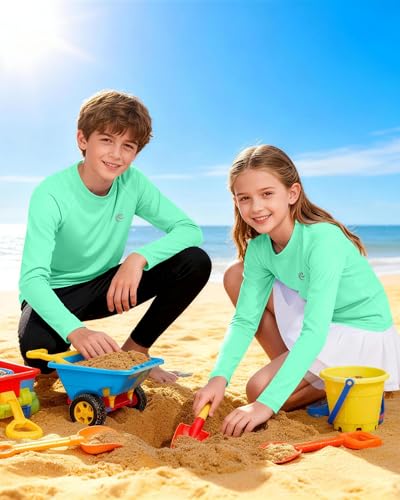 Image of Boys UPF 50+ Swim Shirt Long Sleeve, 1 or 2 Pack Rash Guard Tops