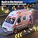 MSKOLER Play Ambulance Toy for Kids 3 4 5 6 7 8 Years Old - Friction Powered Truck with Light and Sound, Carrier Vehicle with Figures Toys, Gifts for Boys Girls Age 3-12