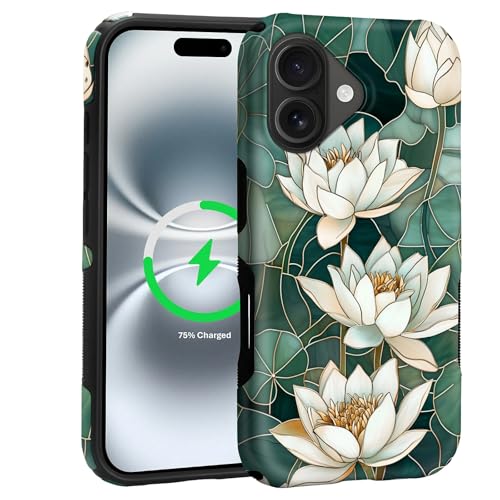 Coque iPhone 17 hybride durable et aimantée motif vitrail fleurs compatible MagSafe