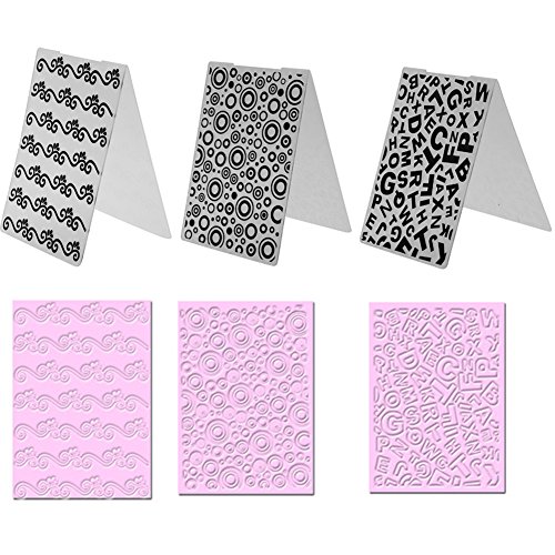 Buytra Plastic Embossing Folder Template for Card Making, Scrapbooking, Envelopes, Album Paper DIY Crafts, Pack of 6, Including Birthday, Letters, Dots, Circle, Clock, Ripple