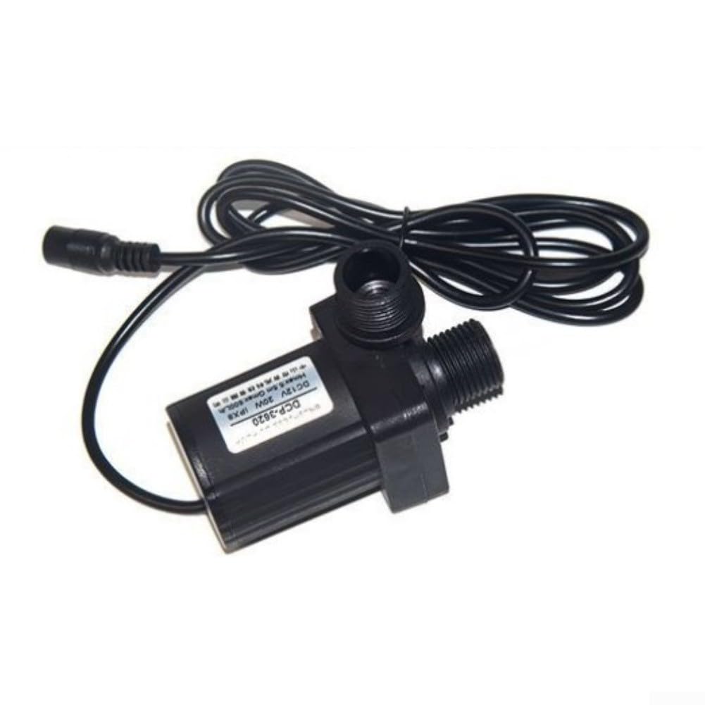 12V Submersible Water Pump IPX8 Fully Submersible 5.5 Meter Lift 600 Liters Per Hour Flow for Aquariums Hydroponics and Fountain Projects (1.2m)