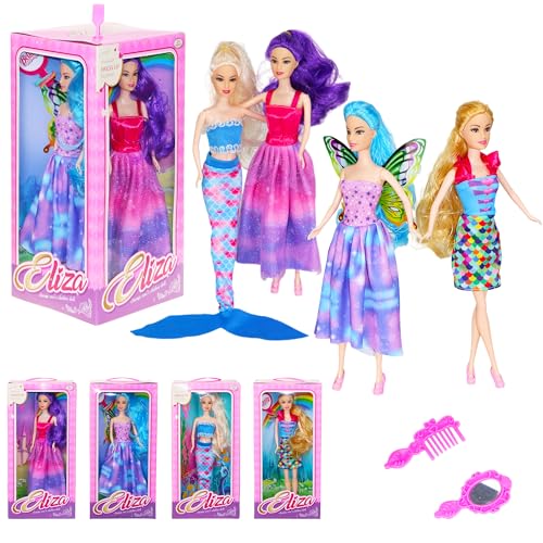 Birthday Wishes Doll, Party Series 4 in 1 Collectible Fashion Princess Doll Playset Wearing Dream Star Dress and Wavy Blonde Hair - Dress Up Toys & Mermaid Doll Toys for Girls Age 4-7 (Styles Vary)