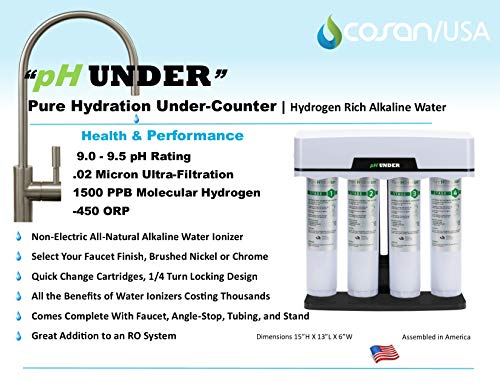 pH Under (Brush Nickel) | Pure Hydration Under-Counter Alkaline Water Machine | Ideal pH & with Antioxidants | Ultra Filtration | Brush Nickel Faucet thumbnail 5