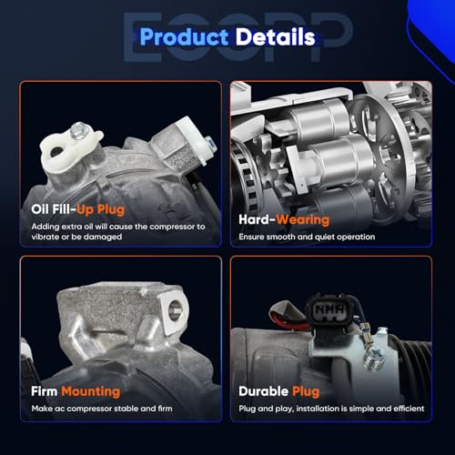 Image of ECCPP AC Compressor with Clutch Fit for Honda Accord 1.5L 2018-2022 | Fast Cooling AC Compressor