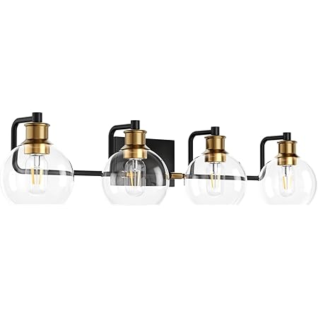 Melucee Black Industrial Bathroom Vanity Light Fixtures Over Mirror Glass 6 Lights Vintage Vanity Lights Farmhouse Bath Lighting - View #8