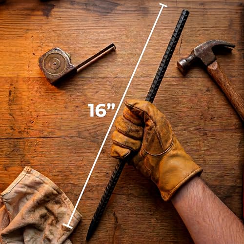 Image of Happin 16 Inch Rebar Stakes, Straight Garden Stakes Heavy Duty Galvanized Metal Stakes, Landscape Timber, Concrete Form, Tree & Plant Support, Yard Stakes, Ground Anchors (I Shape - 16 Pack)