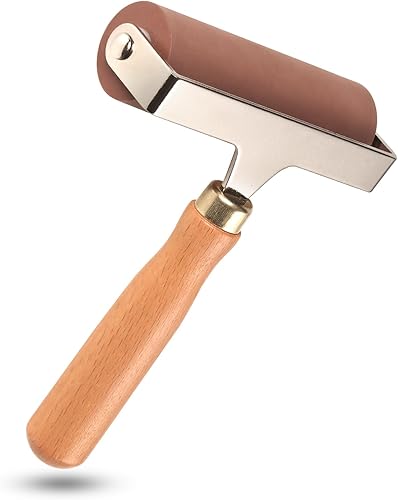 Miniatura 5 de KXKZREN Rodillo de goma para instalación de pisos de barcos Rodillo de pegamento de goma de 4 "con mango de madera para pisos de barcos Instalar