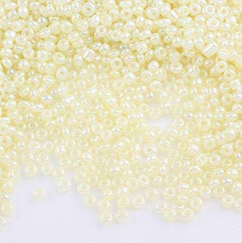 Perlin Seed Beads Glass Beads Indian Beads Seed Beads Pony Beads 2 mm Ceylon 10 Colours 11/0 Ceylon Lustred Seed Beads 6500 Pieces (Cultured Pearls Krem)