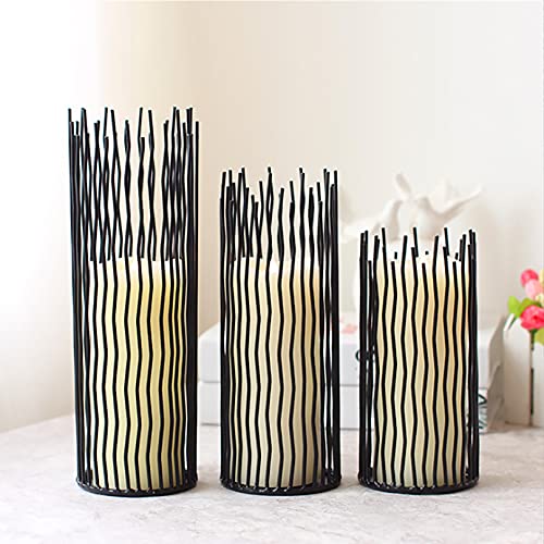 Mrmrkura Metal Wire Willow Pillar Candle Holder Set Of 3, Modern Black Tea Light Candleholders Decorative Votive Candle Holders For Home Decor Table Decorations Centerpiece #TOP1