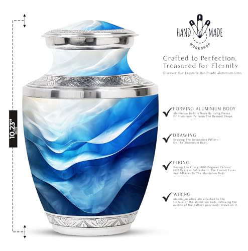 Image of Forest Personalized Urns for Human Ashes Adult Male - Burial Urn for Mom & Dad - Large Decorative Urn - Funeral Ashes Urn - Customized Urns for Human Ashes - 10 Inch Large with Velvet Bag