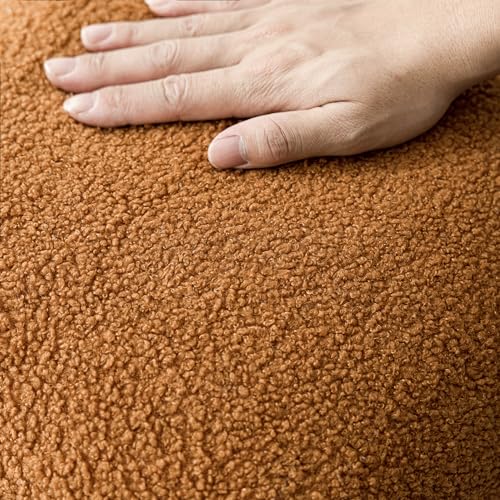 Image of Foindtower Pack of 2, Curly Faux Fur Decorative Throw Pillow Covers Soft Fuzzy Plush Cushion Case with Zipper Cozy Pillowcase for Home Living Room Couch Bed Sofa 18 x 18 Inch, Bronze