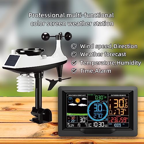 Morelian FJ3390A Multifunctional Professional Weather Station Temperature, Humidity, Wind Speed and Rainfall Detection Weather Forecast Clock