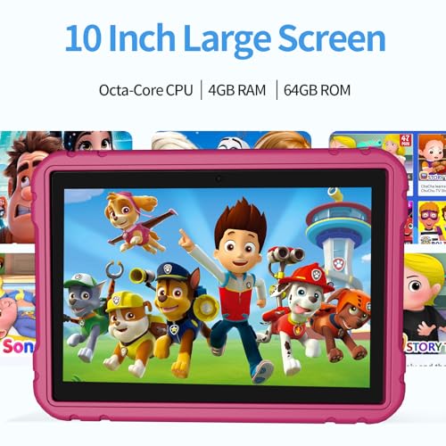 Image of JREN Tablet for Kids｜10 Inch 64GB Android｜Octa-core｜64GB｜WiFi ｜Bluetooth｜Parental Contro l Children Tabletas Rose Pink