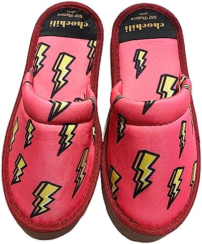 Resim Chochili Kadın Pembe Şimşek Desenli Ev Terliği 