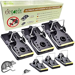 Elegardn Ultimate Knaagdierbestrijdingsset 3 grote rattenvallen & 3 kleine professionele zeer effectieve gifvrije muizenvallen met aastanks