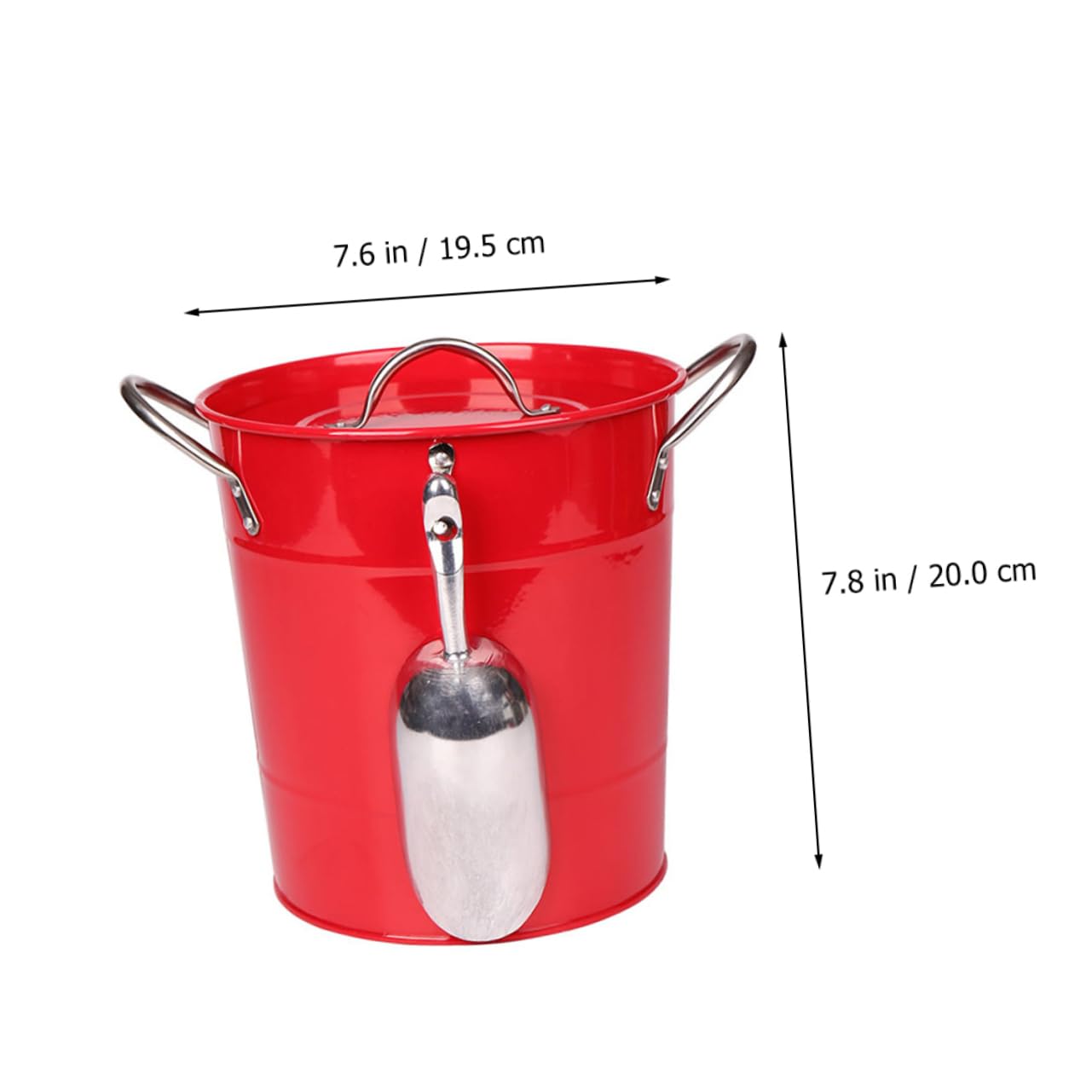 Mikinona Seau à Glace pour Fête 4, 5 L en Fer Rouge avec Couvercle