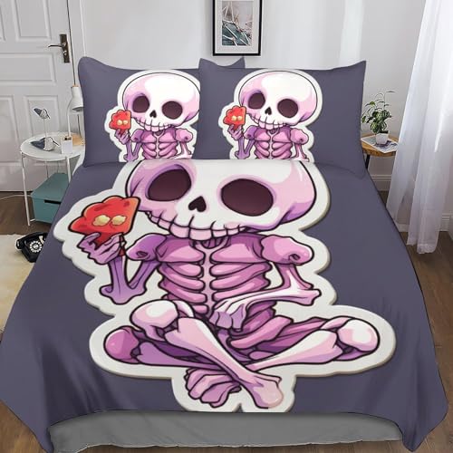 Parure de lit avec housse de couette 3 pièces impression 3D skeleton - 5