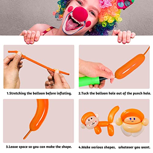 Image of Orange 260 Long Skinny Twisting Animal Balloons, Rainbow Balloons for Animal Shapes Carnival Festival Party Supplies 100pcs