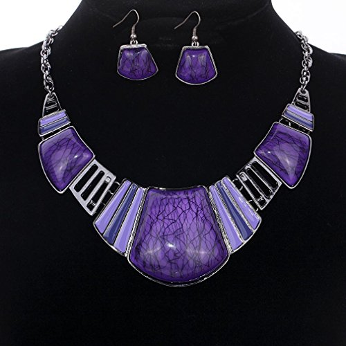 YAZILIND Vintage Ethnic Tibetan Sliver Turquoise Bib Collar Earrings Necklace Jewelry Set Women2