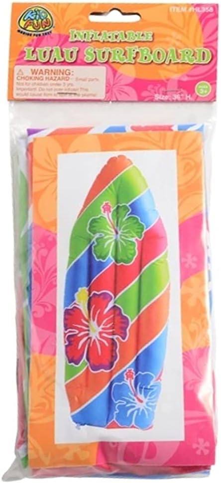 ArtCreativity Luau Surfboard Inflate, Inflatable Surfboard for Beach, Tropical and Luau Party Decorations, Inflatable Pool Toy for Kids and Adults, Beach Party Inflate
